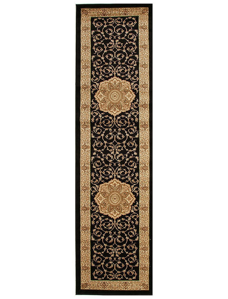 Istanbul Collection Medallion Classic Pattern Black Rug